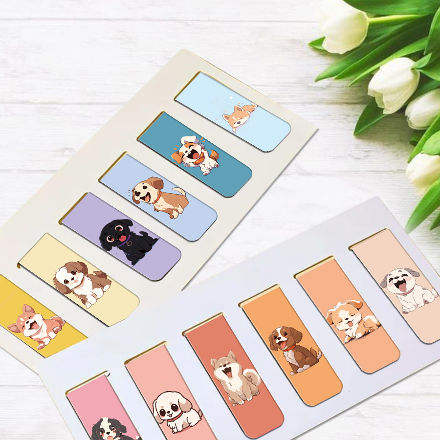 12 Pcs Cartoon Puppy Magnetic  - огляд і ціна Bookmark Magnetic Clip