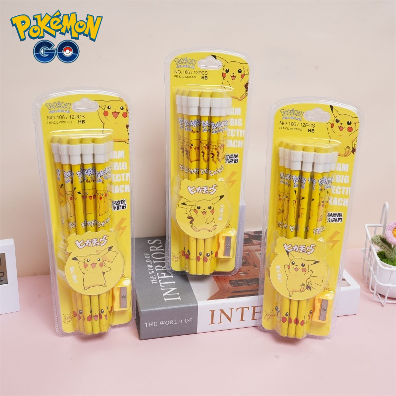 12pcs pokemon pencil with Eras - огляд і ціна Office Supply Office Stationery Items